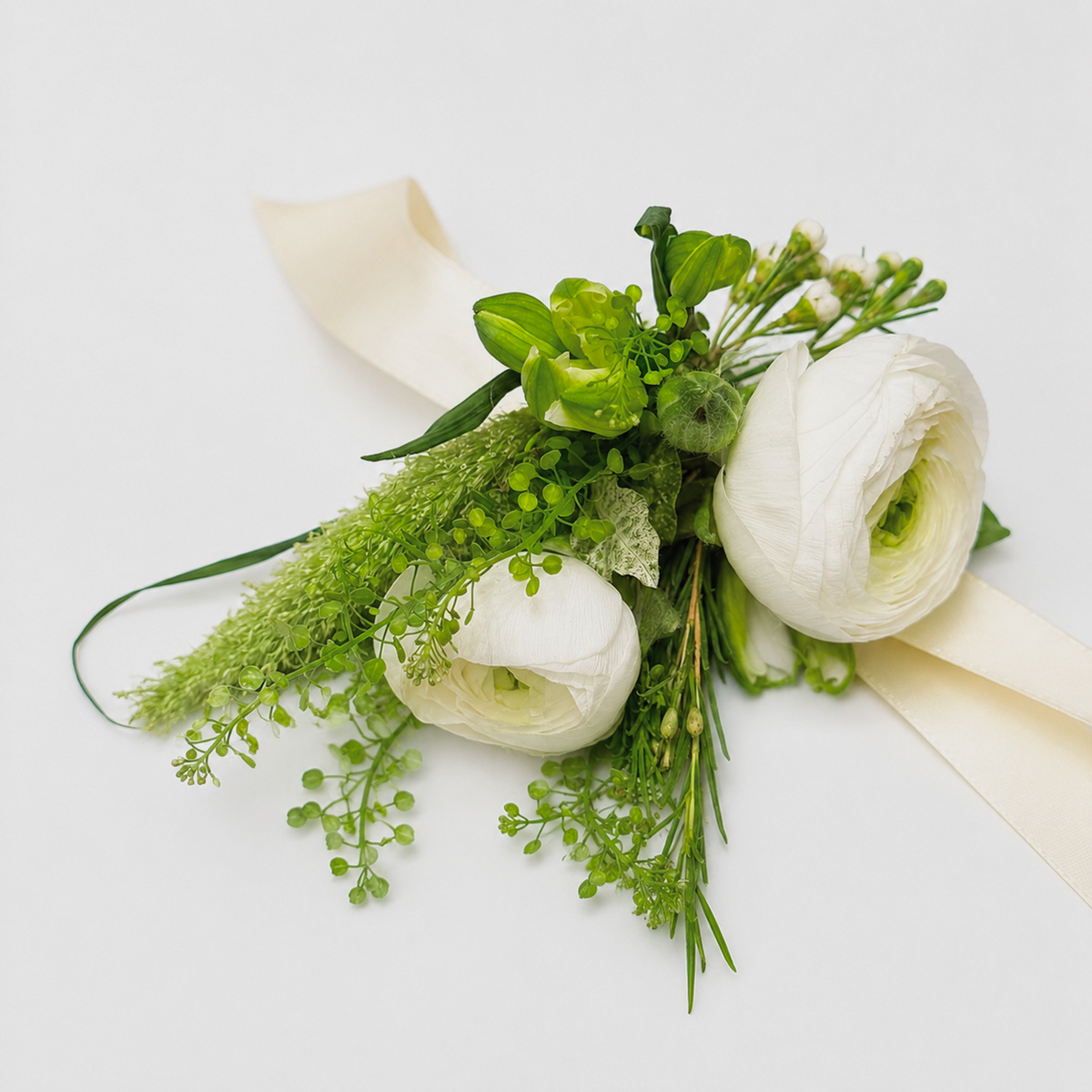 White Ranunculus Corsage
