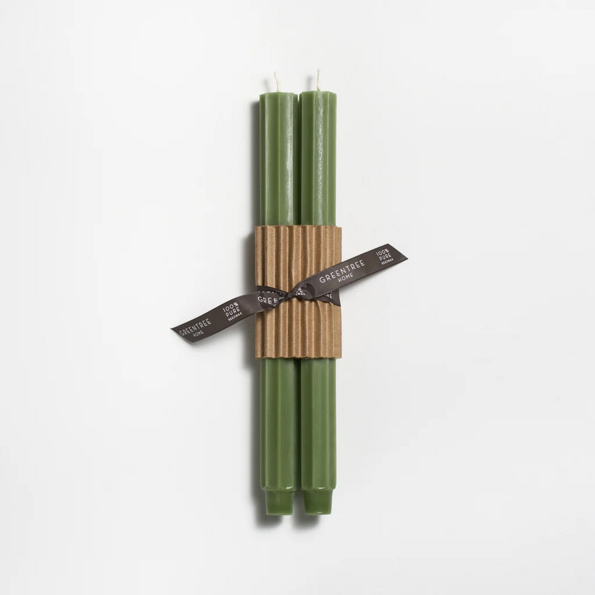 Sage Fluted Beeswax Tapers, Greentree Home