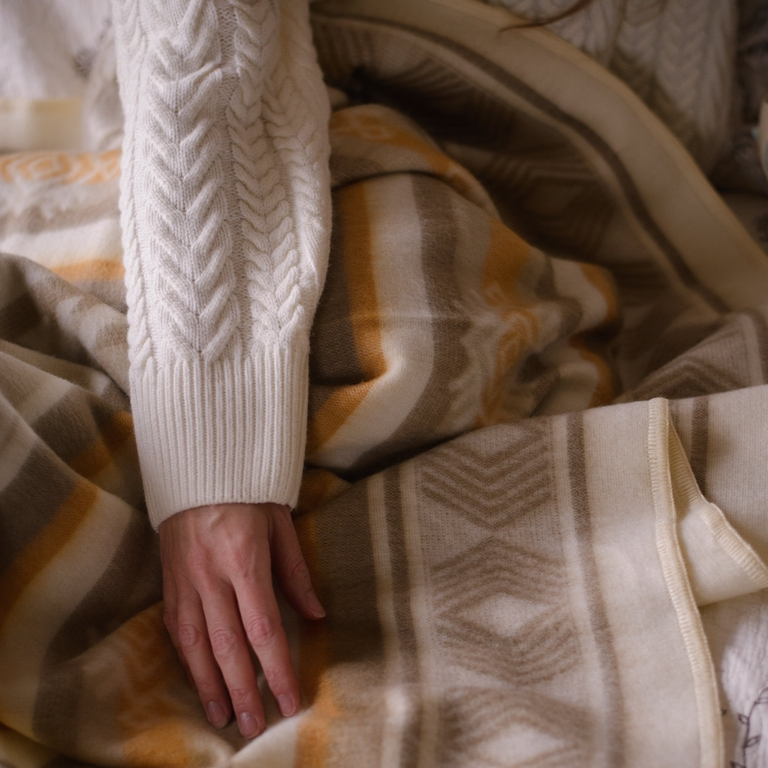 Sandstone Horizon Alpaca Throw Blanket, Meraki Movement