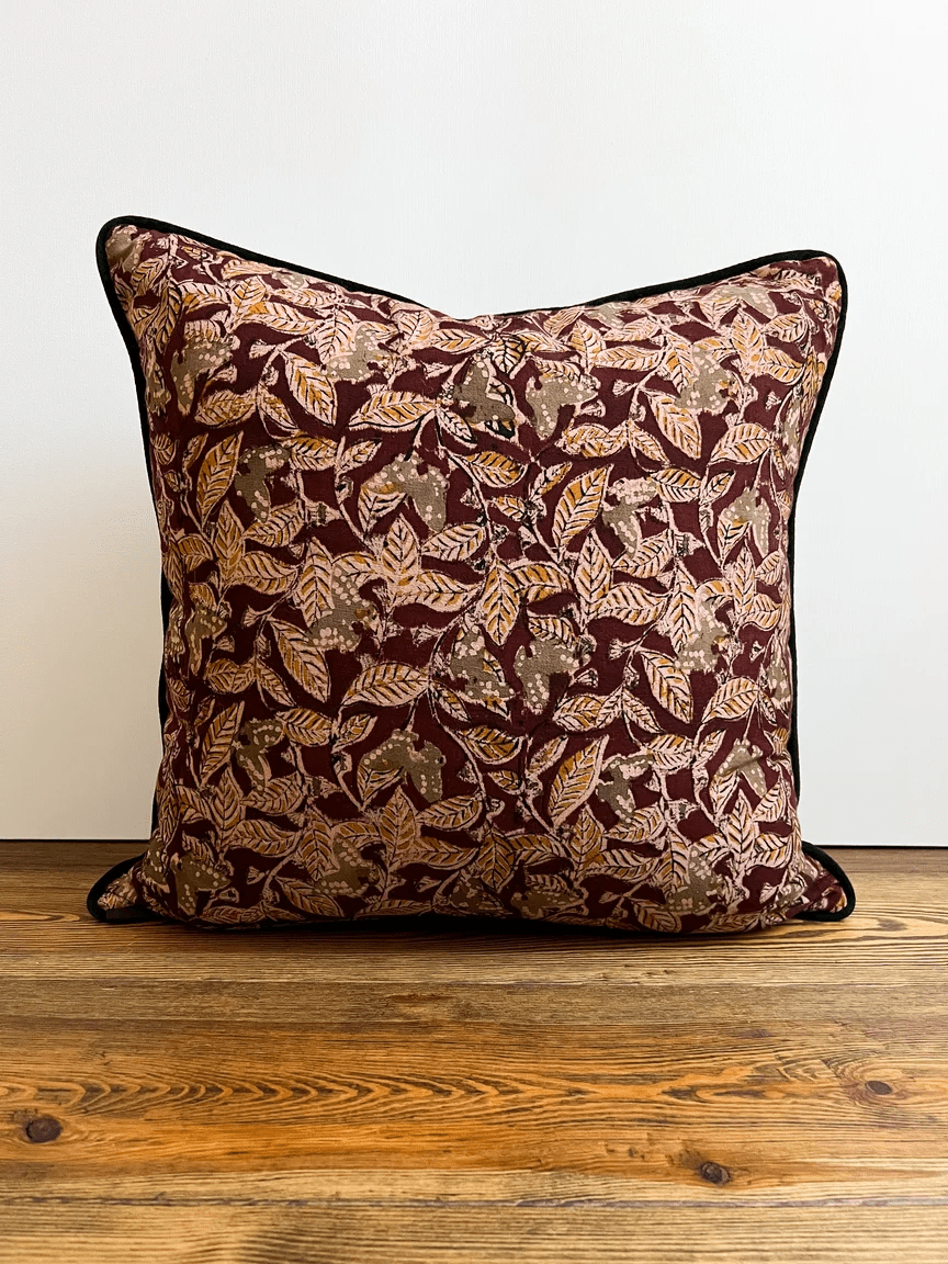 Chestnut Tweed with Mulberry Botanical Cushion - Bloomfields