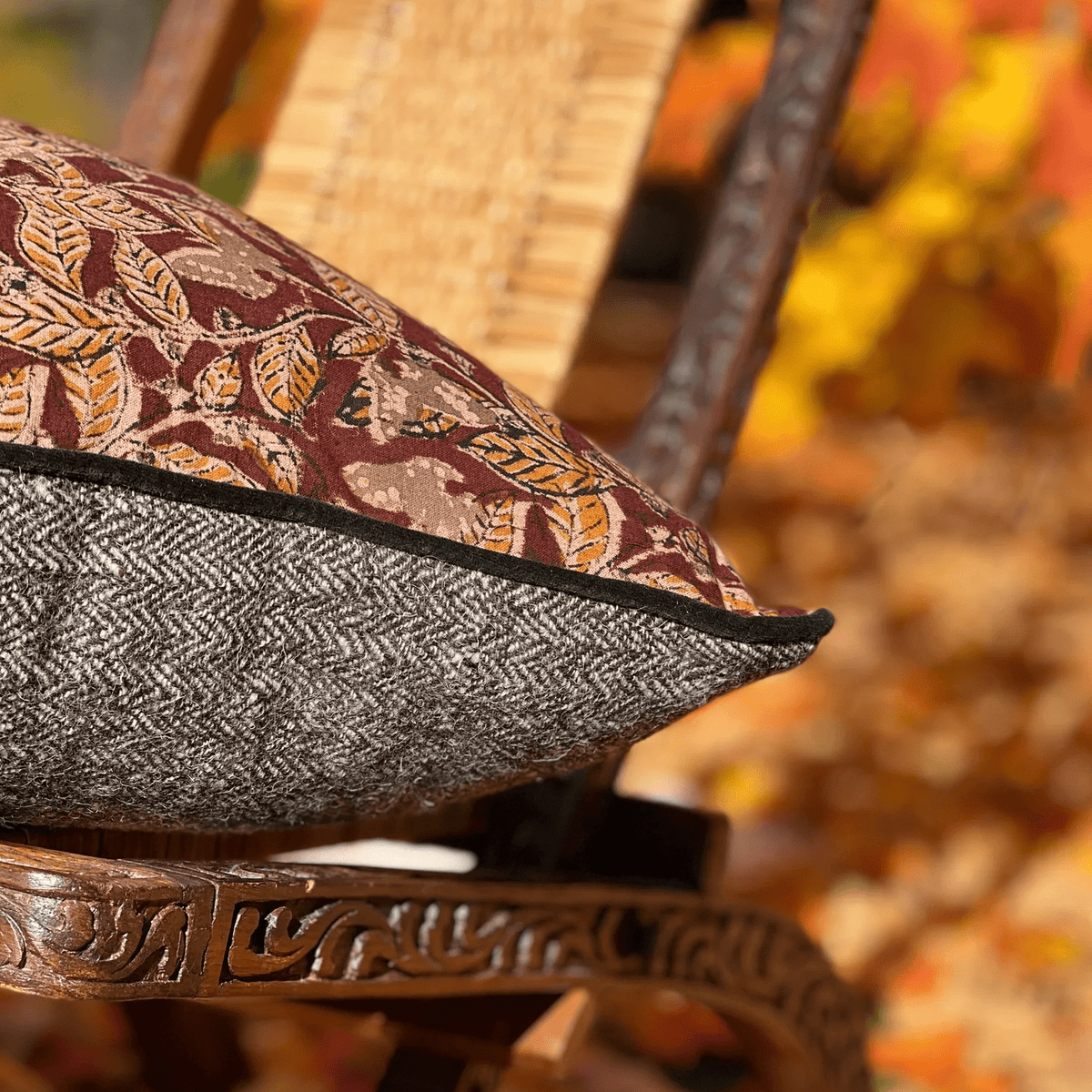 Chestnut Tweed with Mulberry Botanical Cushion - Bloomfields