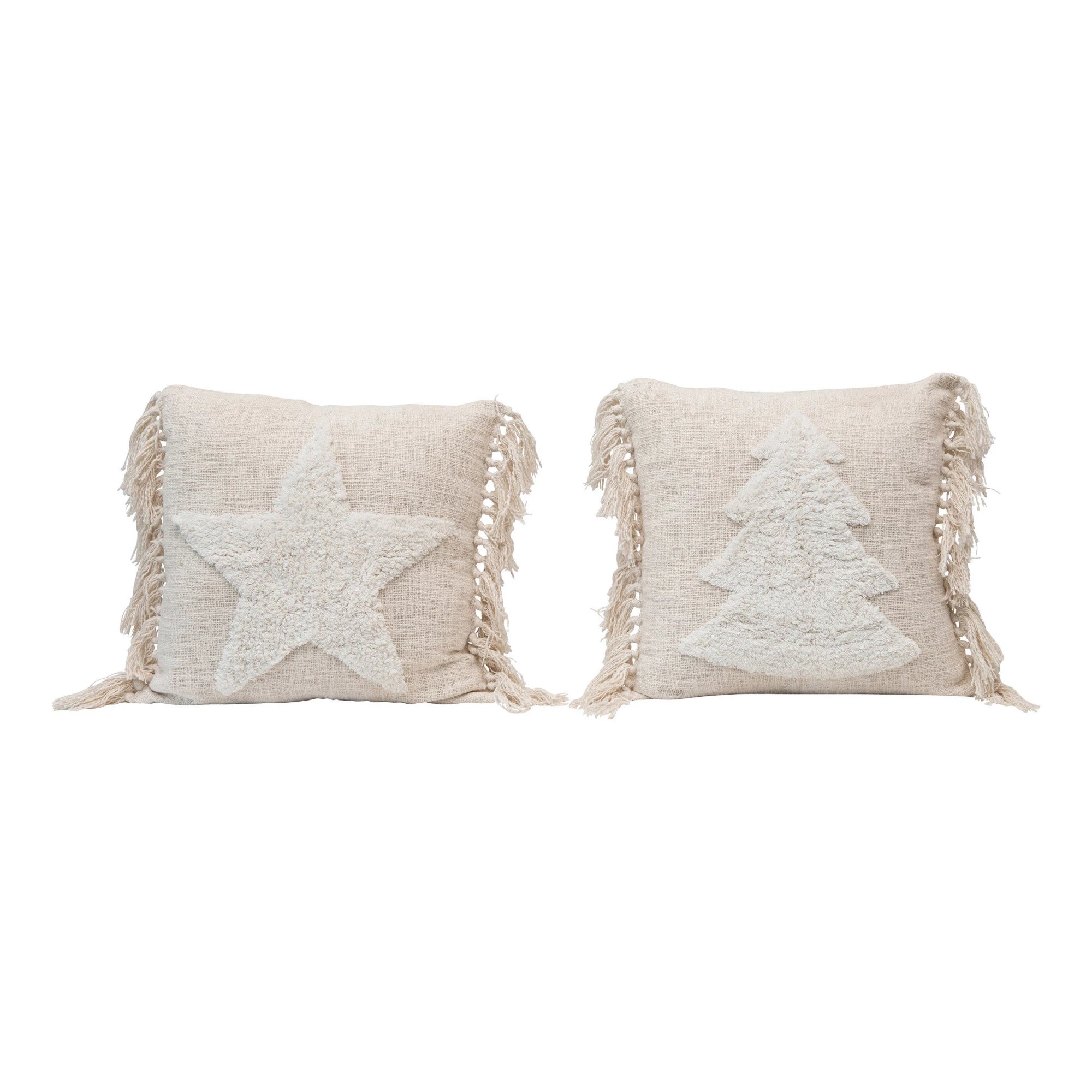 Cotton Pillow with Tassels Tree/Star - Bloomfields
