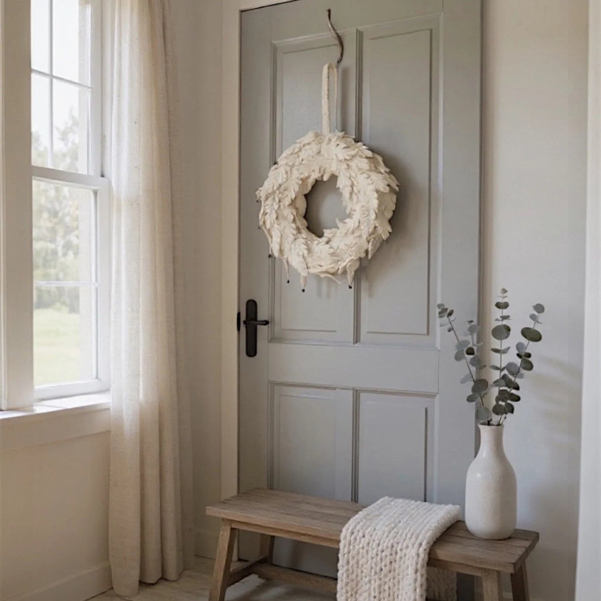 Cream Wool Felt Wreath - Bloomfields