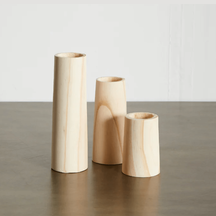 Cylinder Natural Pine Tea Candle Holder - Bloomfields