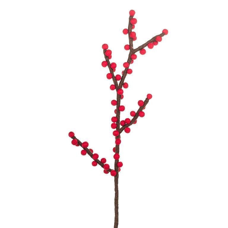 Felt Red Ilex Branch - Bloomfields