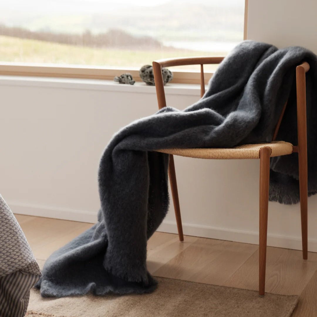 Foxford Hague Blue Mohair Throw - Bloomfields