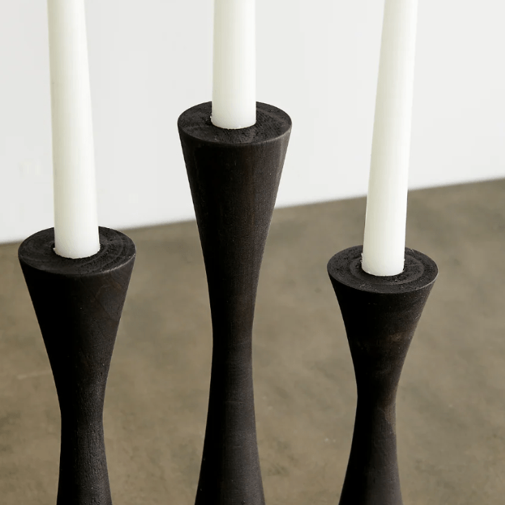 Geo Tapered Wooden Candlestick Holder - Bloomfields