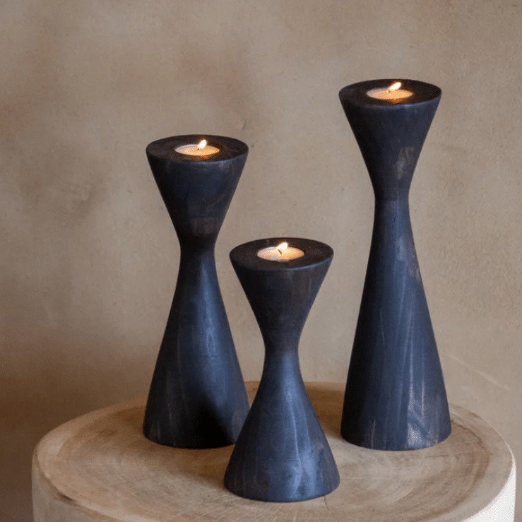 Geo Tea Light Black Candle Holder - Bloomfields