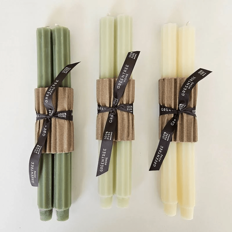 Greentree Beeswax Fluted Tapers - Bloomfields