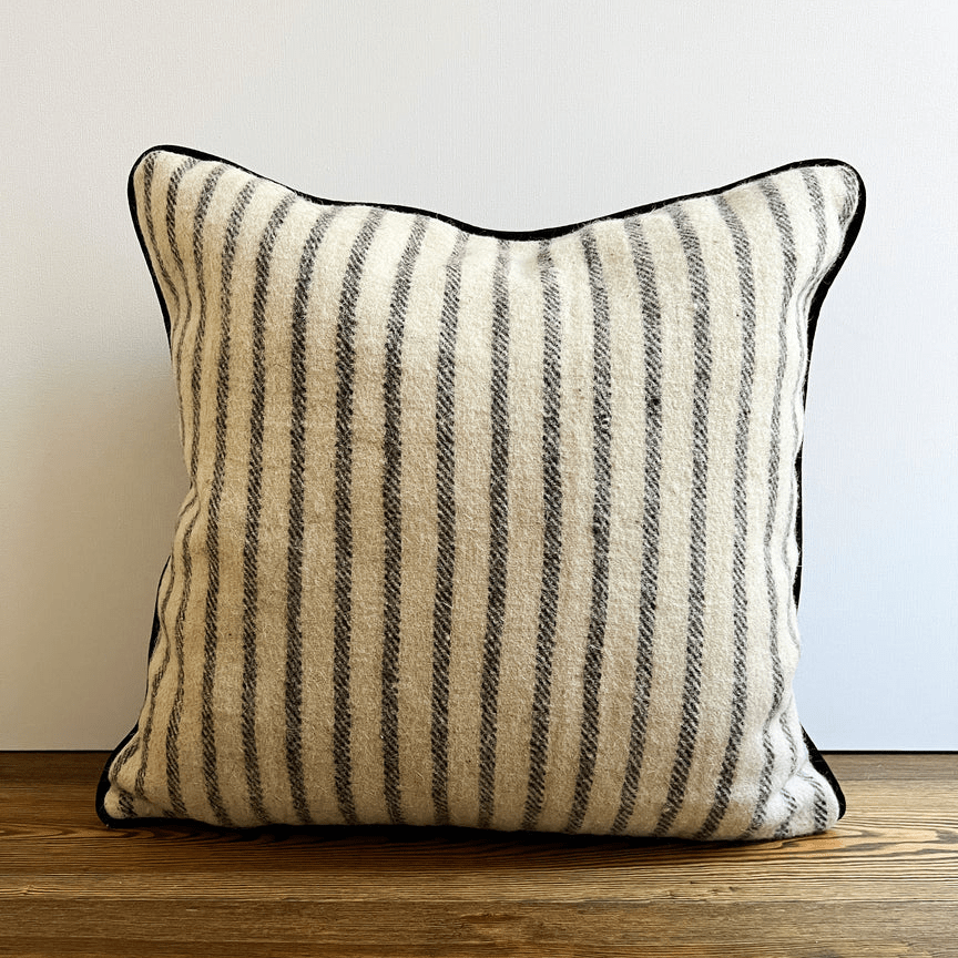 Ivory Stripe with Hickory Botanical Cushion - Bloomfields