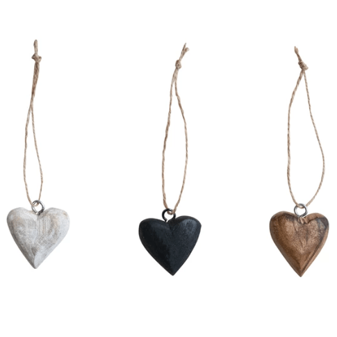 Mango Wood Heart Ornaments - Bloomfields