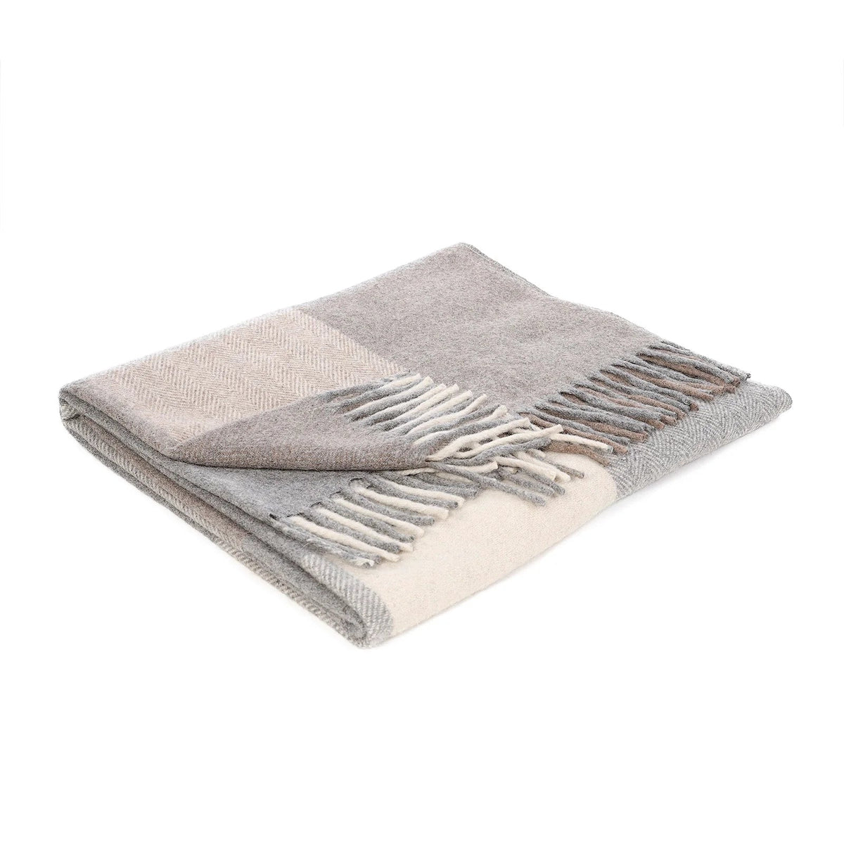 Natural Herringbone Wool Knee Blanket - Bloomfields