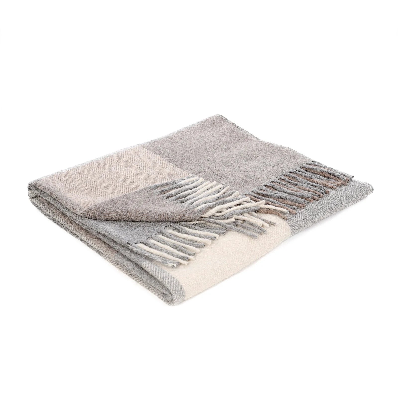 Natural Herringbone Wool Knee Blanket - Bloomfields