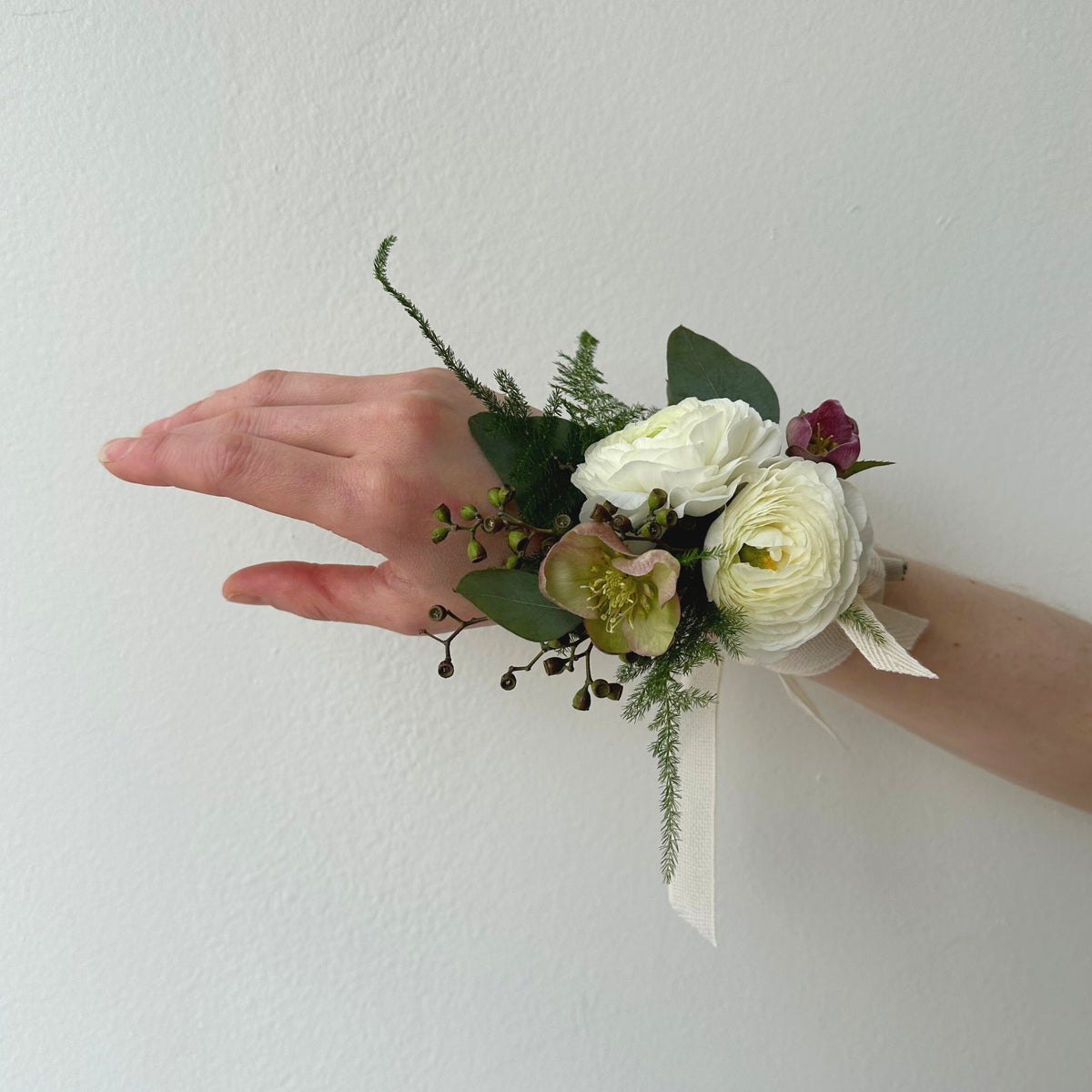 Plum &amp; White Corsage - Bloomfields