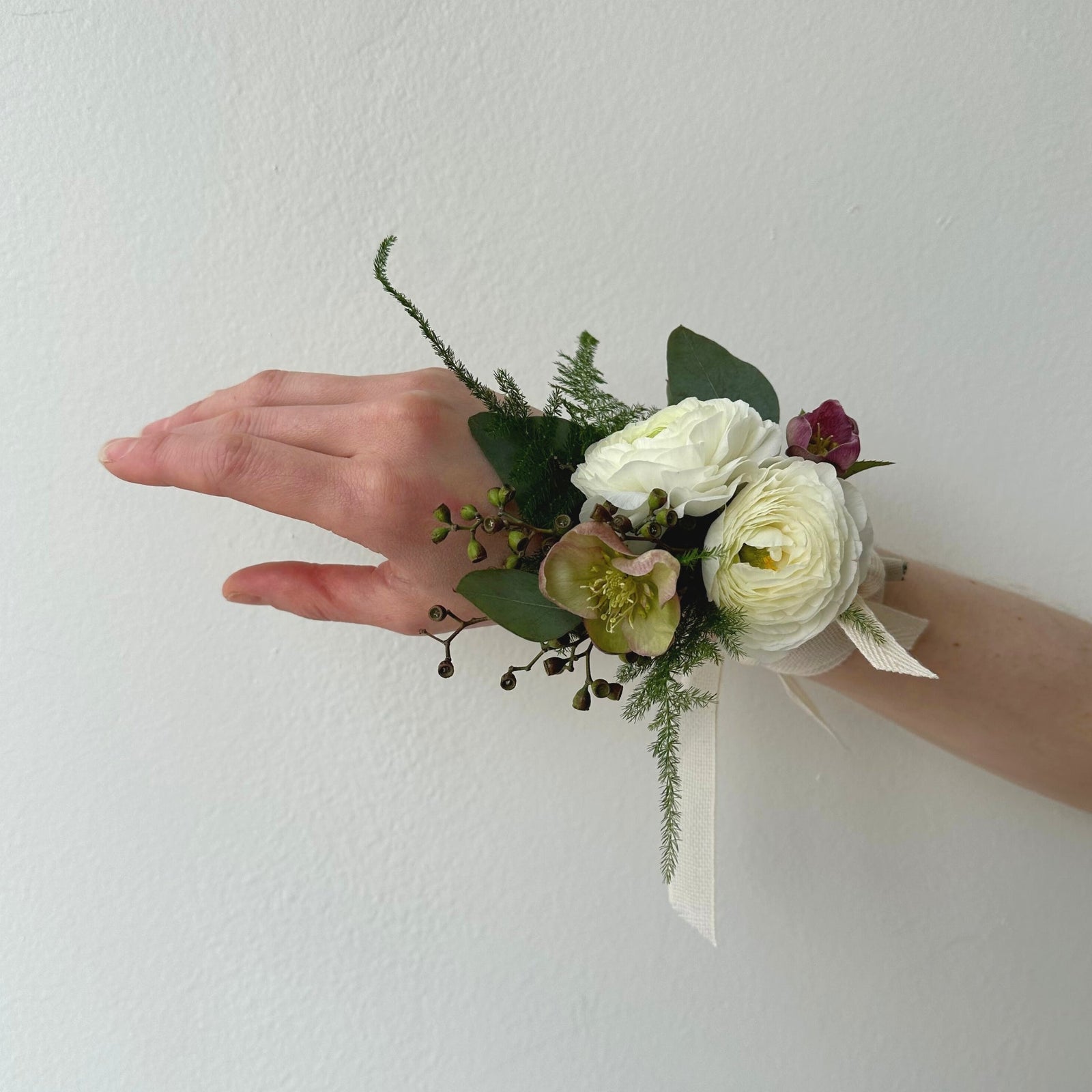Plum & White Corsage - Bloomfields