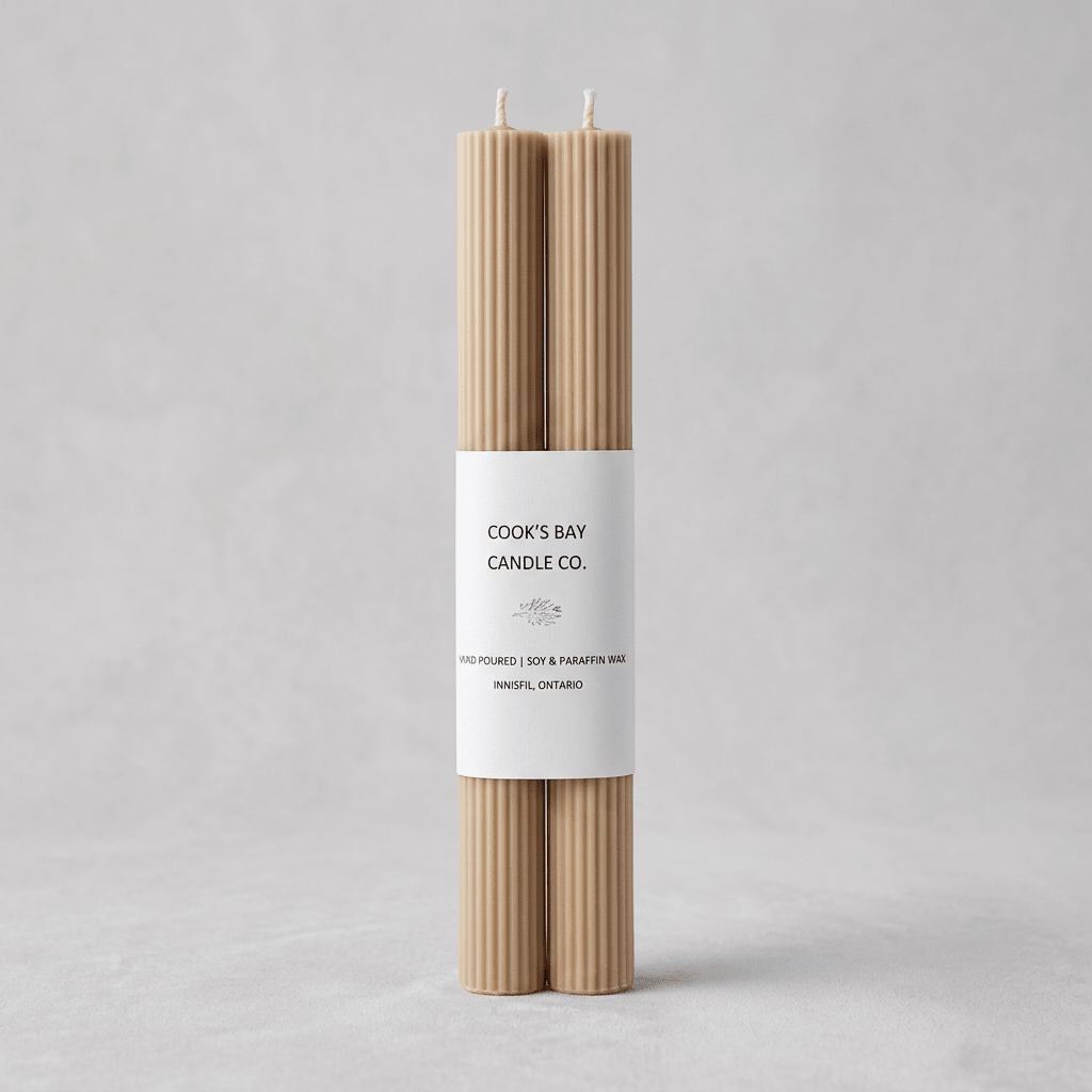 Ridge Taper Candles in Beige - Bloomfields