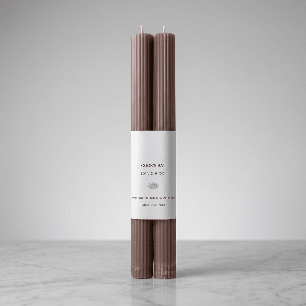 Ridge Taper Candles in Brown - Bloomfields