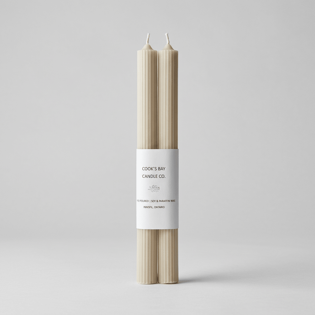 Ridge Taper Candles in Off-White - Bloomfields