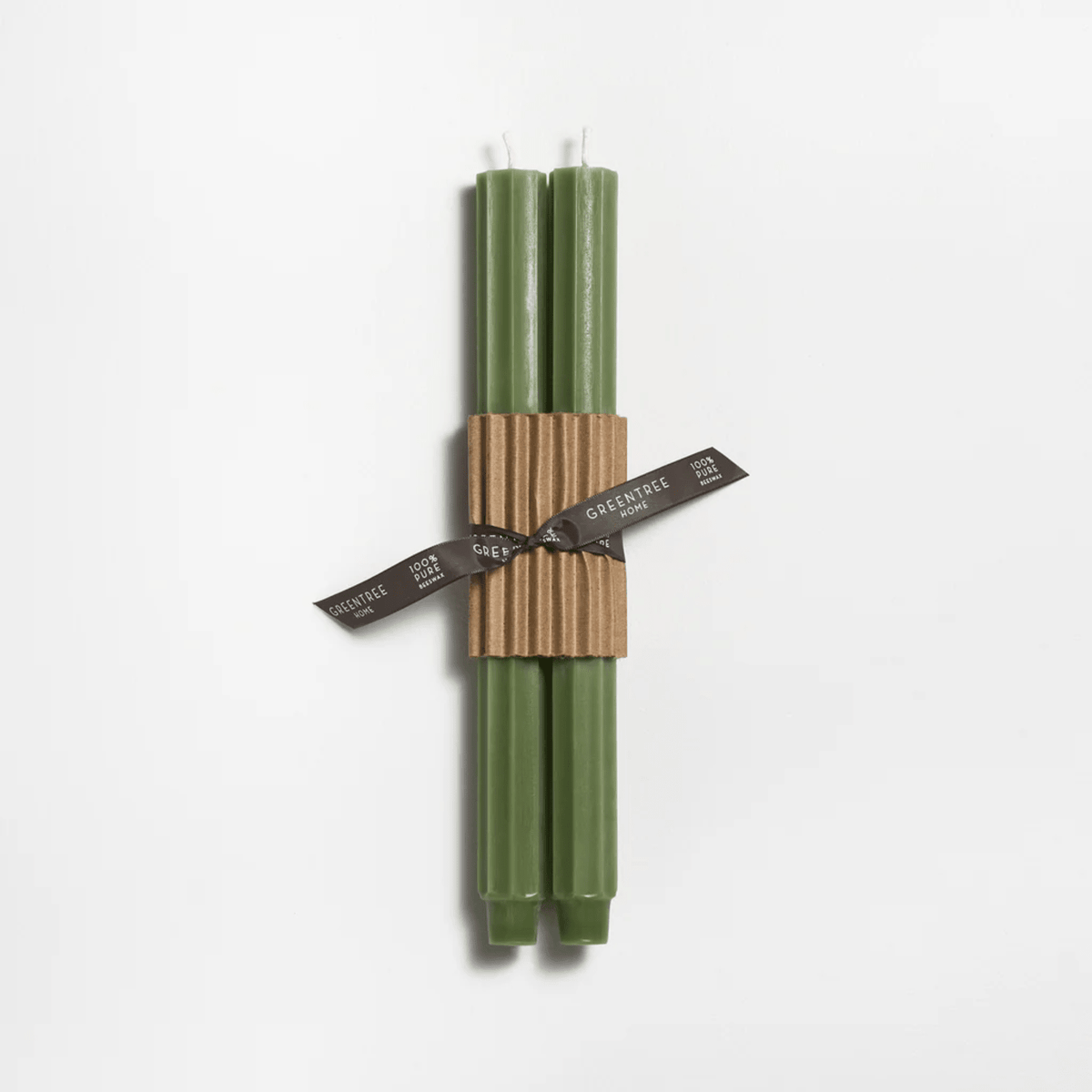 Sage Fluted Beeswax Tapers, Greentree Home - Bloomfields