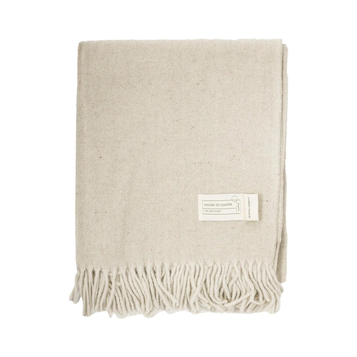 Sand Herringbone Wool Knee Blanket - Bloomfields