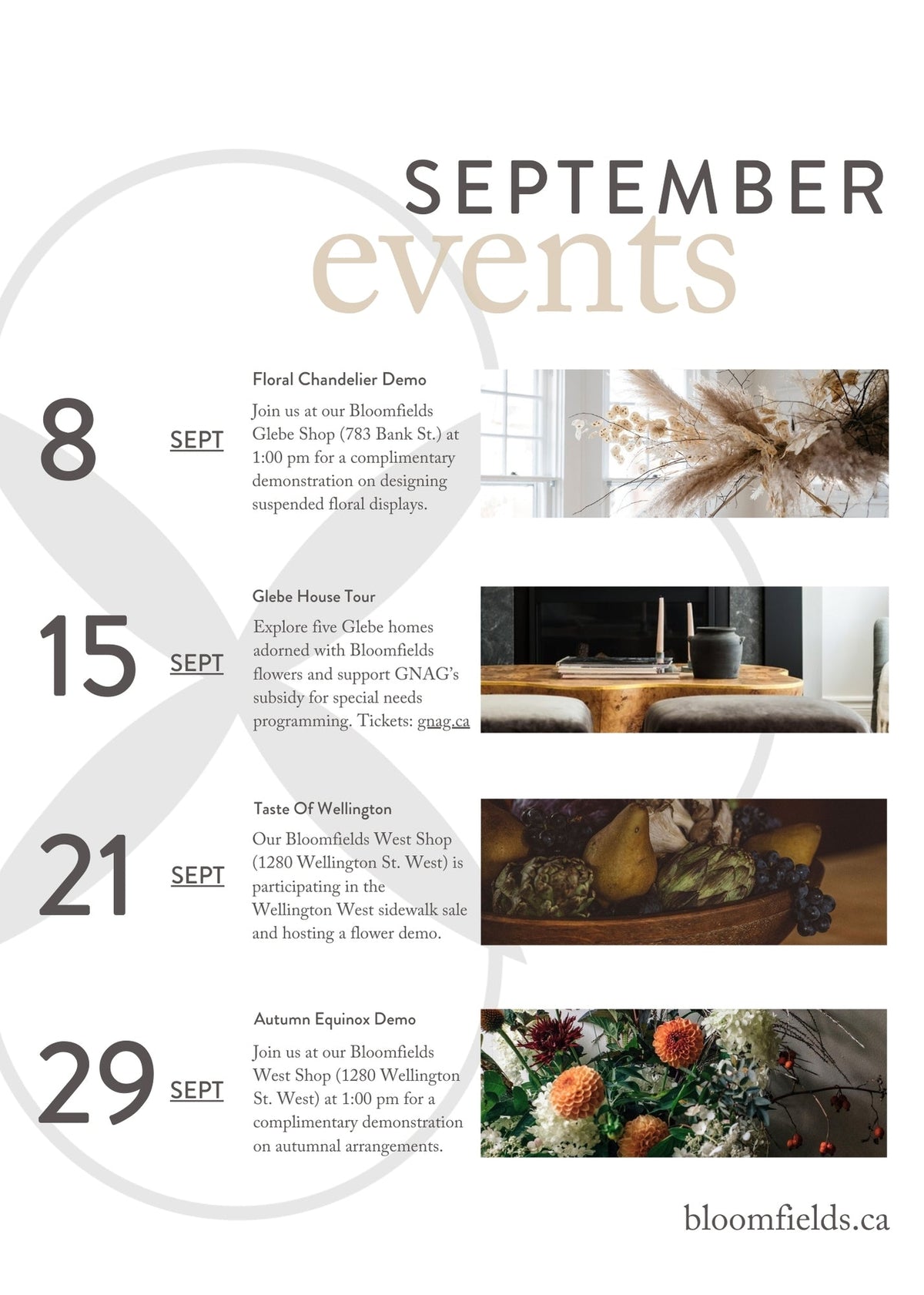 September Calendar - Bloomfields