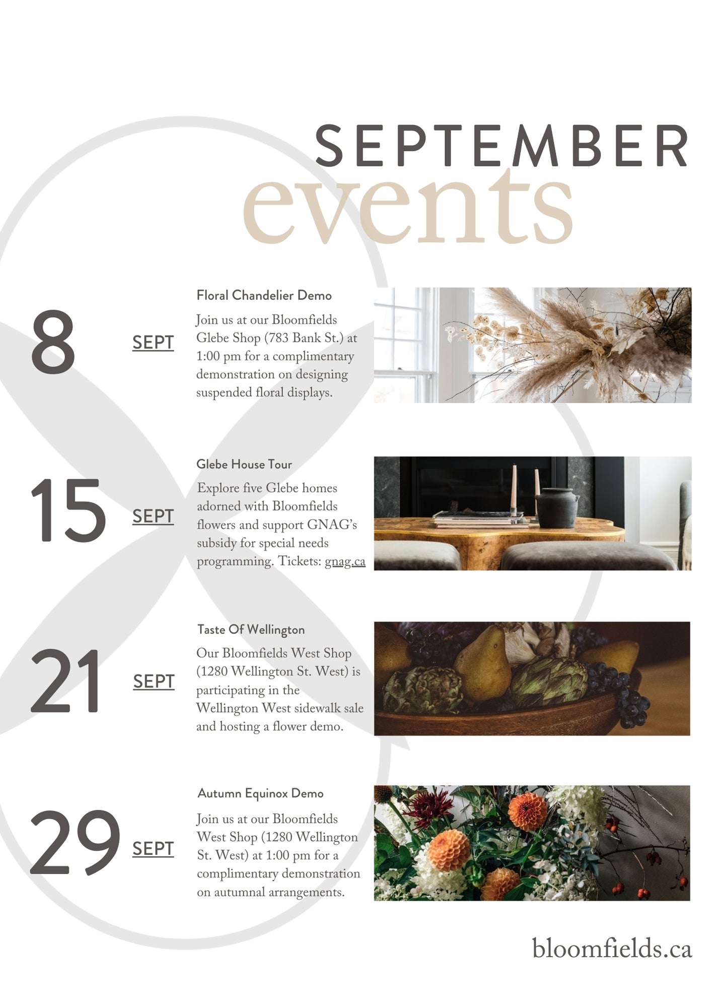 September Calendar - Bloomfields