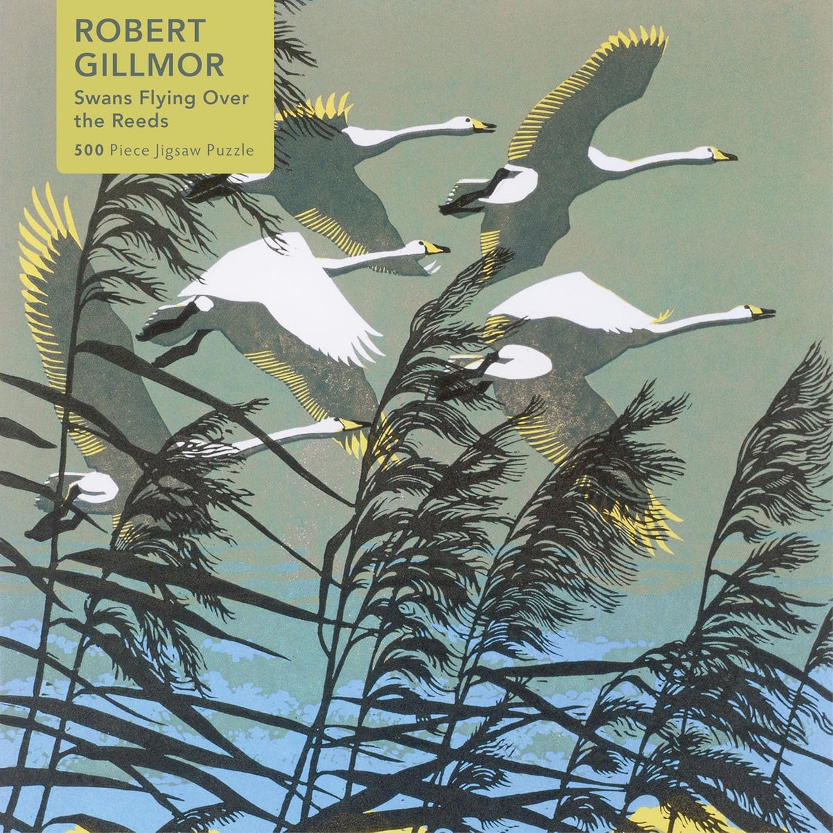 Swans Flying Over The Reeds - Robert Gillmor - Flame Tree Studios Jigsaw Puzzles - Bloomfields