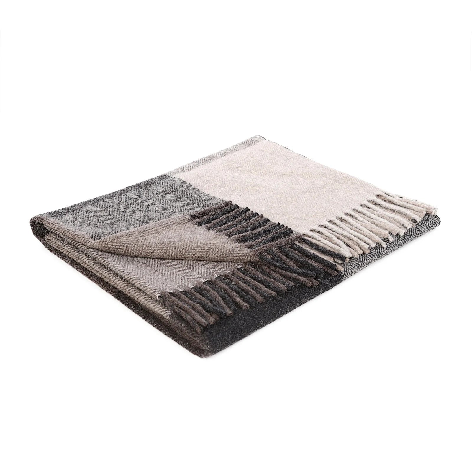 Taupe Herringbone Wool Knee Blanket - Bloomfields